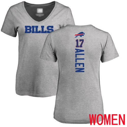 NFL Women Buffalo Bills #17 Josh Allen Ash Backer V-Neck T Shirt